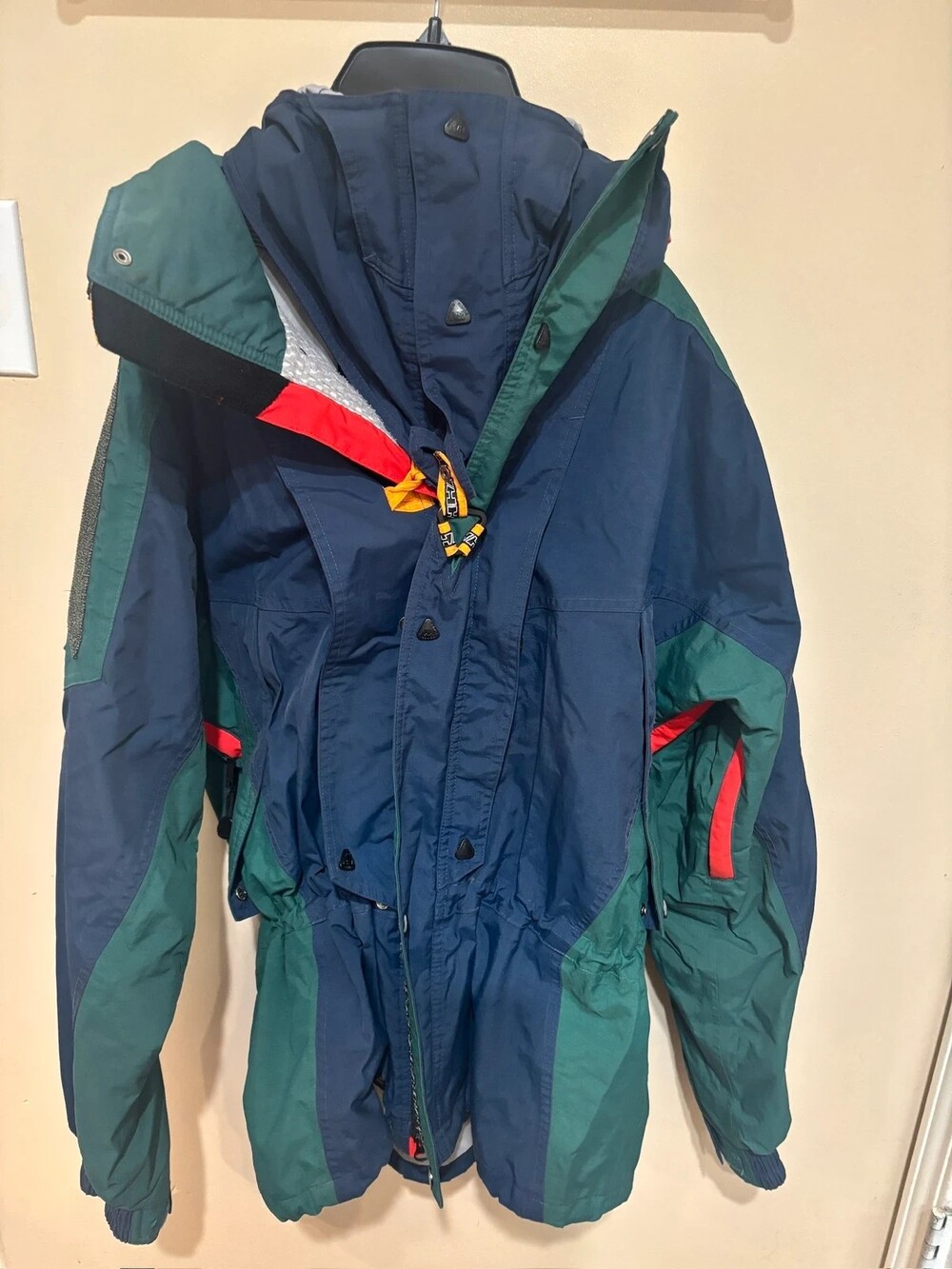 Helly Hansen Vintage 90s Green Blue Nylon Ski Snowboard Jacket M